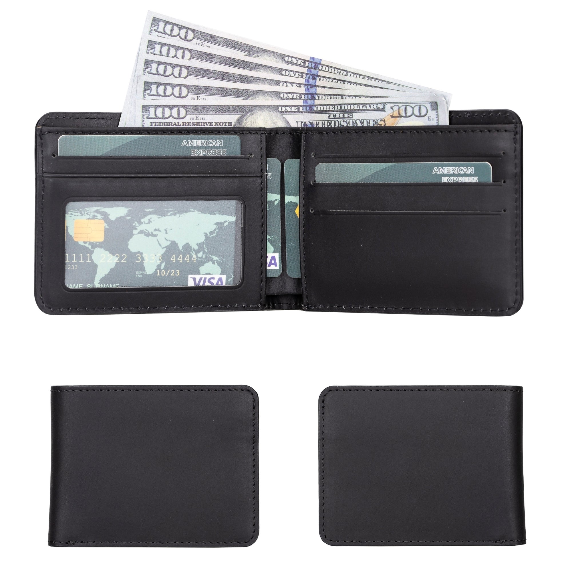 Carteira Masculina Bifold em Pele Feita à Mão Arvada