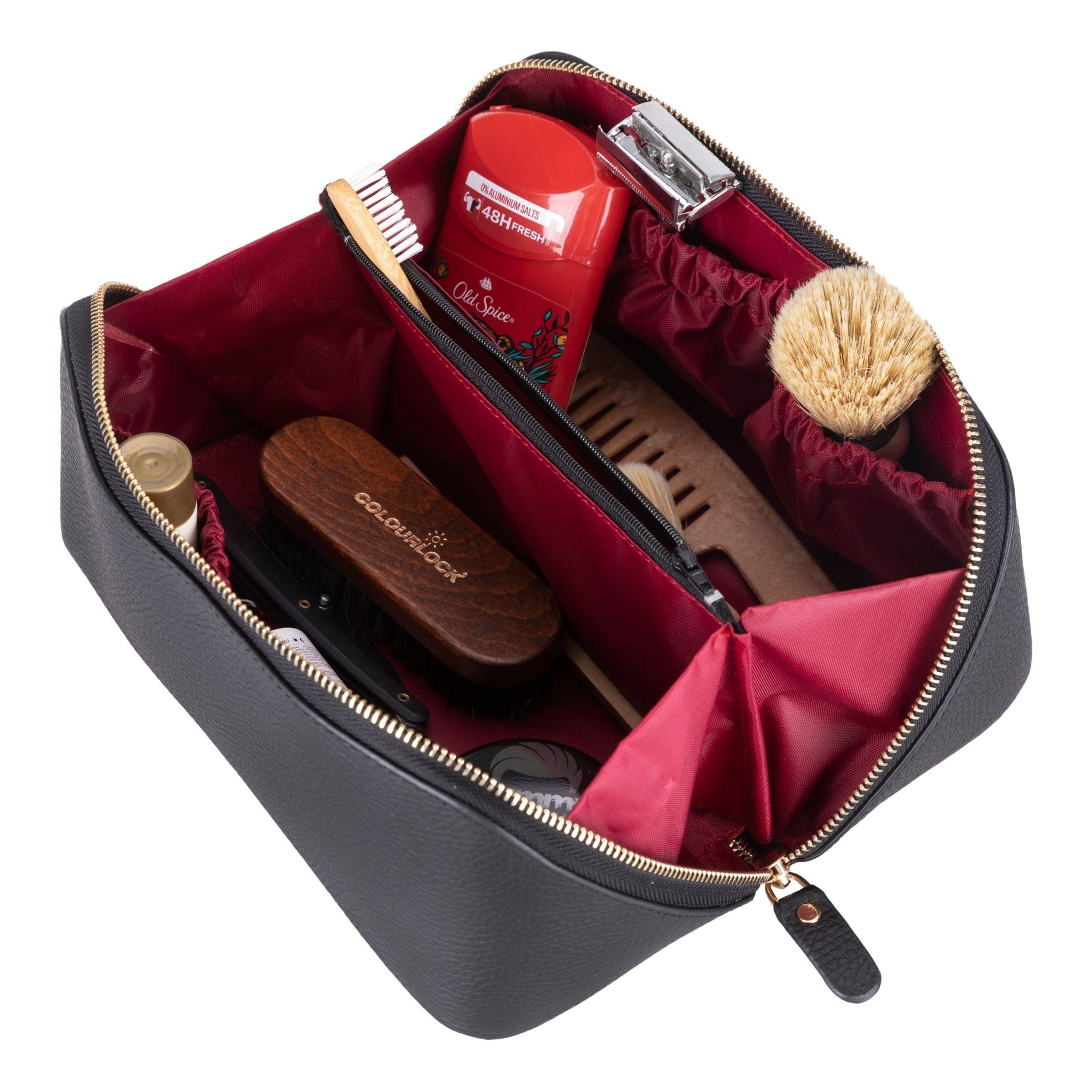 Trousse de toilette en cuir Haines – Trousse de maquillage élégante et résistante pour les voyages